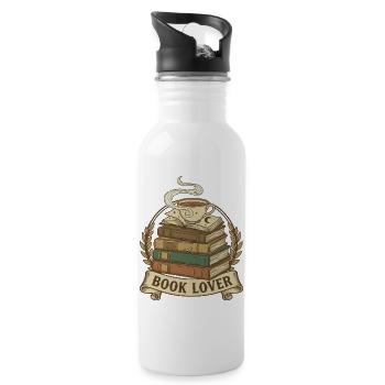 Pile de livres douillette avec tasse à vapeur - Gourde avec paille intégrée - blanc - Droite