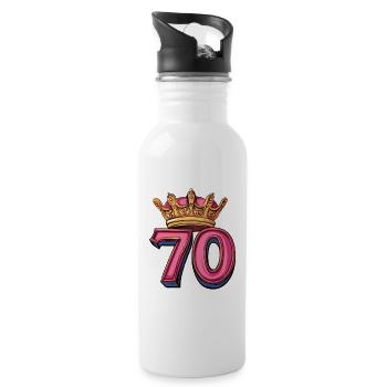 70 Zahl Krone - Trinkflasche mit integriertem Trinkhalm - Weiß - Rechts