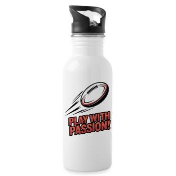 Spielen Sie mit Leidenschaft Rugby Burst - Trinkflasche mit integriertem Trinkhalm - Weiß - Rechts