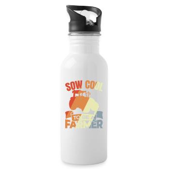 My heart beats for school buses - Water bottle with straw - white - Right