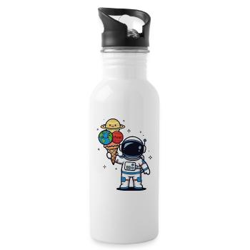 Astronaut Artwork Food Space Humor - Water bottle with straw - white - Right