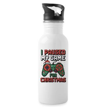 I Paused My Game Christmas Gaming - Water bottle with straw - white - Right