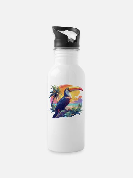 Tukane Tukan - Trinkflasche mit integriertem Trinkhalm - Weiß