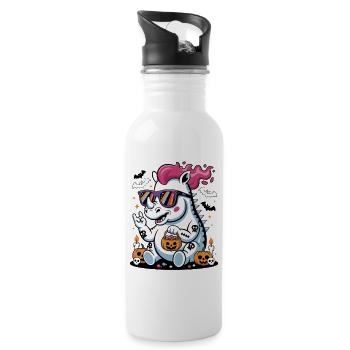 Halloween Nashorn mit Sonnenbrille - Trinkflasche mit integriertem Trinkhalm - Weiß - Rechts