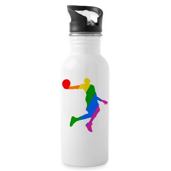 Joueur de basket-ball arc-en-ciel - Gourde avec paille intégrée - blanc - Droite