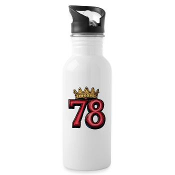 78 Zahl Krone - Trinkflasche mit integriertem Trinkhalm - Weiß - Rechts