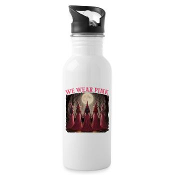 In October We Wear Pink - Halloween Breast Cancer - Water bottle with straw - white - Right