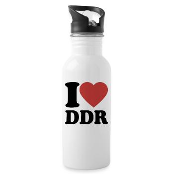 I Love DDR - Heart - Ostalgie - Ossi - Water bottle with straw - white - Right