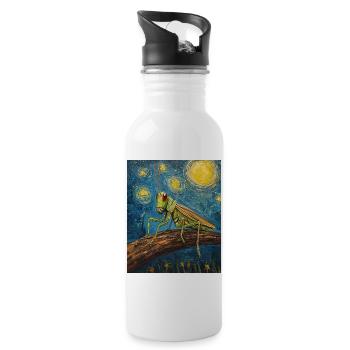 Heuschrecke Heuschrecke Van Gogh Style - Trinkflasche mit integriertem Trinkhalm - Weiß - Rechts