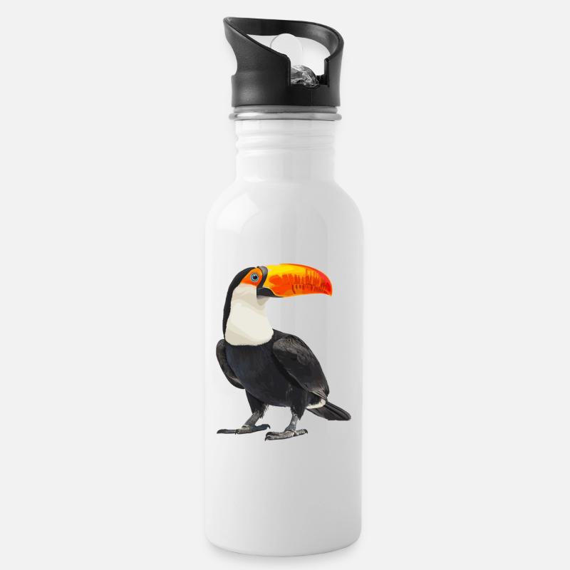 Tukane Tukan - Trinkflasche mit integriertem Trinkhalm - Weiß