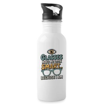 Optometrist Glasses Make Me Look Smart Eye Doctor - Water bottle with straw - white - Right