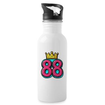 88 Zahl Krone - Trinkflasche mit integriertem Trinkhalm - Weiß - Rechts