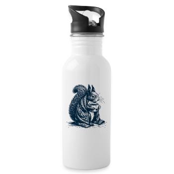 Squirrel with tea - Water bottle with straw - white - Right