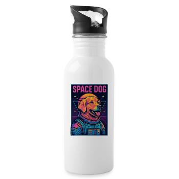 Neon Space Dog Astronaut - Water bottle with straw - white - Right