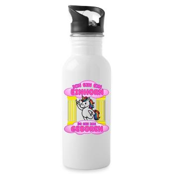 I was born a unicorn - Water bottle with straw - white - Right