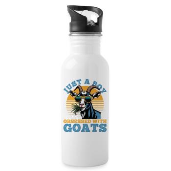 Funny Farm Animal Goat - Trinkflasche mit integriertem Trinkhalm - Weiß - Rechts