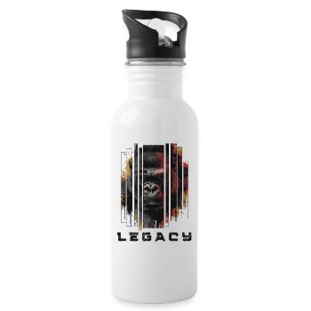Legacy - Gorilla Kunst Design - Trinkflasche mit integriertem Trinkhalm - Weiß - Rechts
