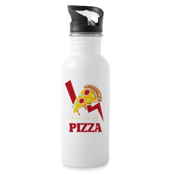 Power Pizza Blitz-Logo - Trinkflasche mit integriertem Trinkhalm - Weiß - Rechts