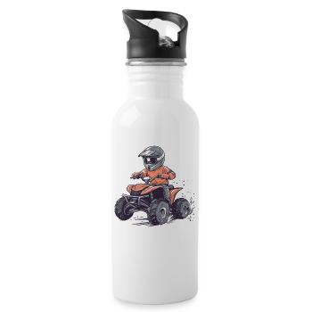 Quad riders at off-road speed - Water bottle with straw - white - Right