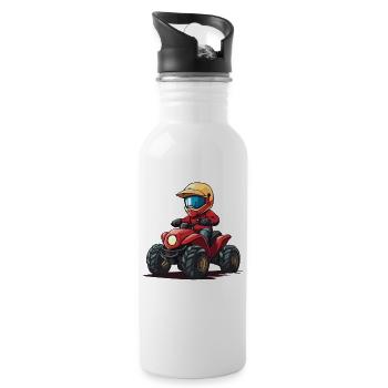 Quad Abenteuer Kindersport - Trinkflasche mit integriertem Trinkhalm - Weiß - Rechts