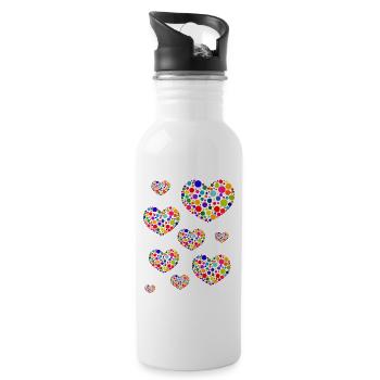 Spotty Hearts T-Shirt | Colourful Dots Love  - Water bottle with straw - white - Right