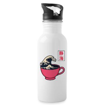 The big wave in the teacup - Water bottle with straw - white - Right
