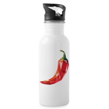 Chili Pepper - Cooles Low-Poly-Gemüse-Logo - Trinkflasche mit integriertem Trinkhalm - Weiß - Rechts