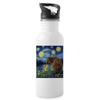 Kiwi Neuseeland Van Gogh Style Starry Night - Trinkflasche mit integriertem Trinkhalm - Weiß - Rechts