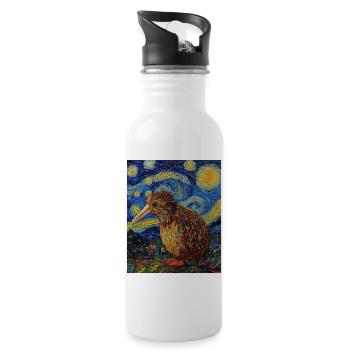 Kiwi Neuseeland Van Gogh Style Starry Night - Trinkflasche mit integriertem Trinkhalm - Weiß - Rechts