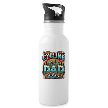 Radfahren Papa Sonnenuntergang Fahrt, Fahrrad Papa - Trinkflasche mit integriertem Trinkhalm - Weiß - Rechts