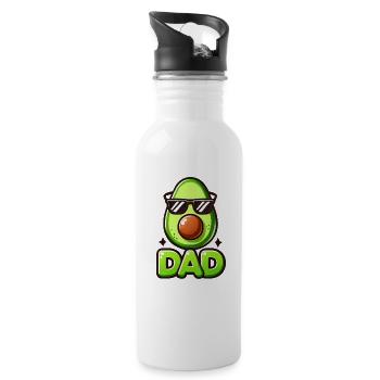 Avocado Dad Cartoon Sonnenbrille - Trinkflasche mit integriertem Trinkhalm - Weiß - Rechts