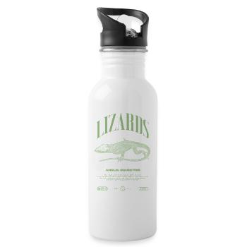 Cuban Knight Anole Reptile Keeper Lizard - Water bottle with straw - white - Right