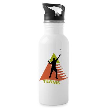 Tennis Player on Green Orange Triangle - Water bottle with straw - white - Right