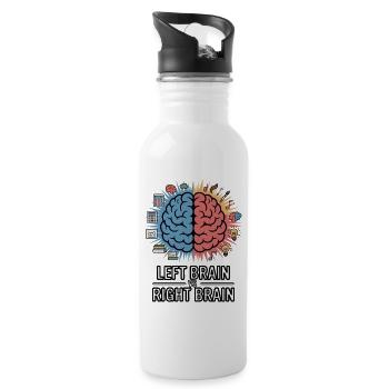 Left Brain vs Right Brain - Water bottle with straw - white - Right