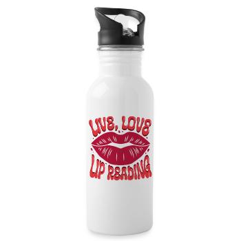 Deaf Deaf Hearing Impairment Lip Reading - Water bottle with straw - white - Right