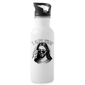 Jesus, I Saw That, Jesus Christus - Trinkflasche mit integriertem Trinkhalm - Weiß - Rechts