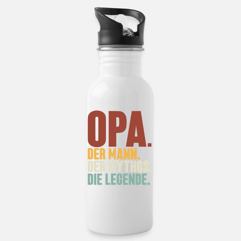 Opa Der Mann Der Mythos Die Legende - Trinkflasche mit integriertem Trinkhalm - Weiß