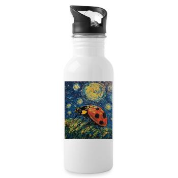 Coccinelle Van Gogh Style Nuit étoilée - Gourde avec paille intégrée - blanc - Droite