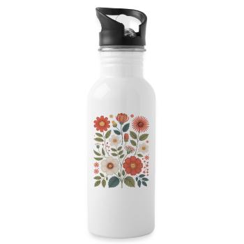 Botanique Diversité Fleur Jardin Prairie Nature - Gourde avec paille intégrée - blanc - Droite