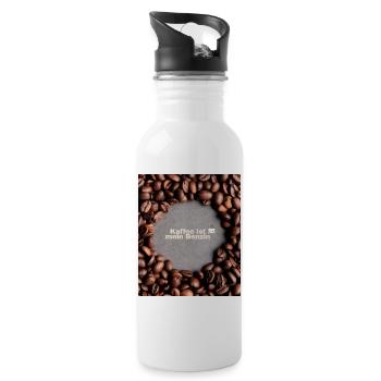Kaffee ist mein Benzin – Lustiger Kaffeespruch - Trinkflasche mit integriertem Trinkhalm - Weiß - Rechts