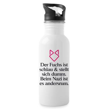 Gegen Rechts - Trinkflasche mit integriertem Trinkhalm - Weiß - Rechts