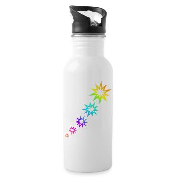 Bunte Sterne - Trinkflasche mit integriertem Trinkhalm - Weiß - Rechts