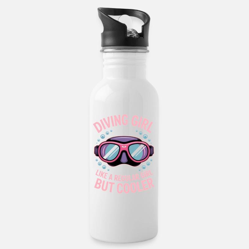 Tauchen Spruch Mädchen Lustiges Tauchen Geschenk - Trinkflasche mit integriertem Trinkhalm - Weiß