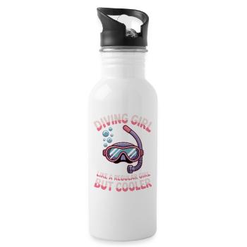 Diving Saying Girl Funny Diving Gift - Water bottle with straw - white - Right