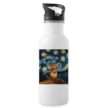 Souris mange du fromage Nuit étoilée à la Van Gogh - Gourde avec paille intégrée - blanc - Droite