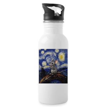 Souris mange du fromage Nuit étoilée à la Van Gogh - Gourde avec paille intégrée - blanc - Droite