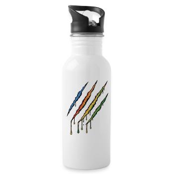 Wild Life Claw - Colorful Bear Claw Scratch Mark - Water bottle with straw - white - Right