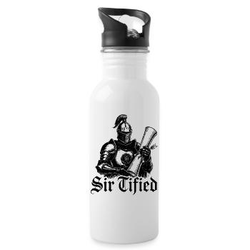 Sir Tified Knight Funny Renaissance Faire Men LARP - Trinkflasche mit integriertem Trinkhalm - Weiß - Rechts