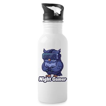 NachtGamer Eule VR - Trinkflasche mit integriertem Trinkhalm - Weiß - Rechts