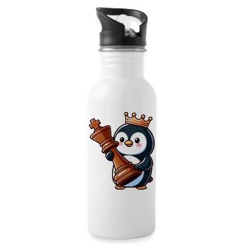 Mignon pingouin Chess Piece Checkers King Cartoon Game - Gourde avec paille intégrée - blanc - Droite